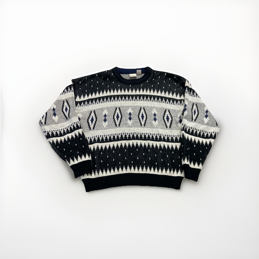 Vintage‎ Ash Creek Sweater Men's L Geometric Acrylic Crewneck Pullover 90s
